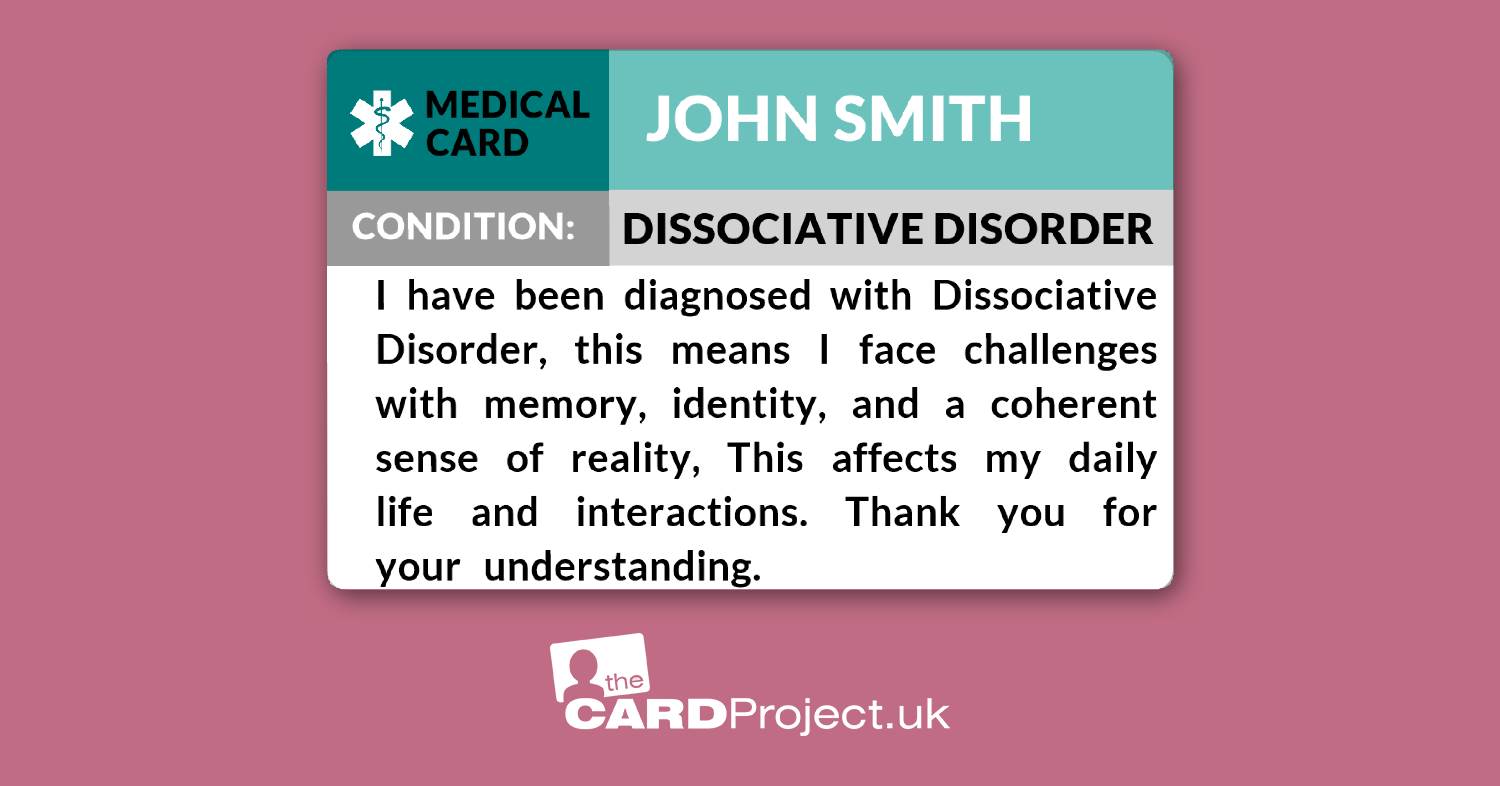 Dissociative Disorder Medical ID Card (FRONT)